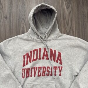 Indiana University Tultex Hoodie Vintage  Small Men's Gray Spell Out Red